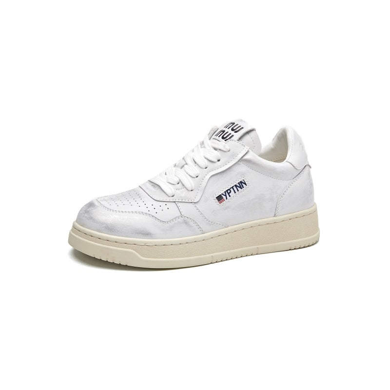 Women's Height Increasing Insole Genuine Breathable White Autumn Sports Thick Sneakers