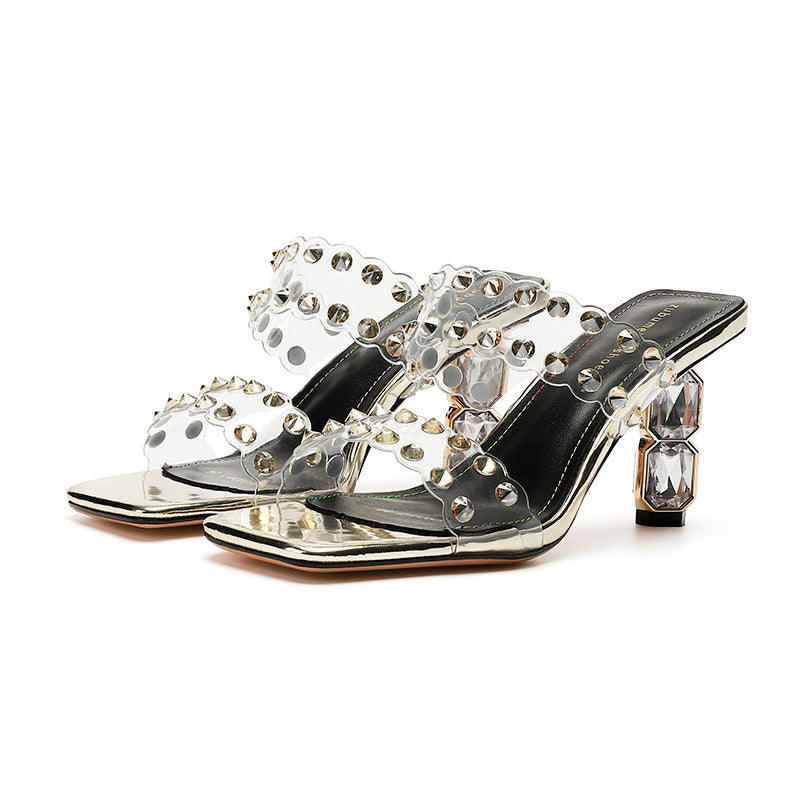 Women's Fashion High For Summer Transparent Chunky Heels