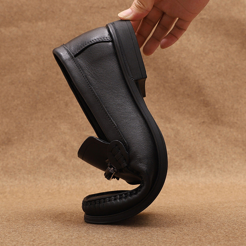 Men's Autumn First Layer Cowhide Simple Classic Slip-on Comfortable Driving Casual Shoes