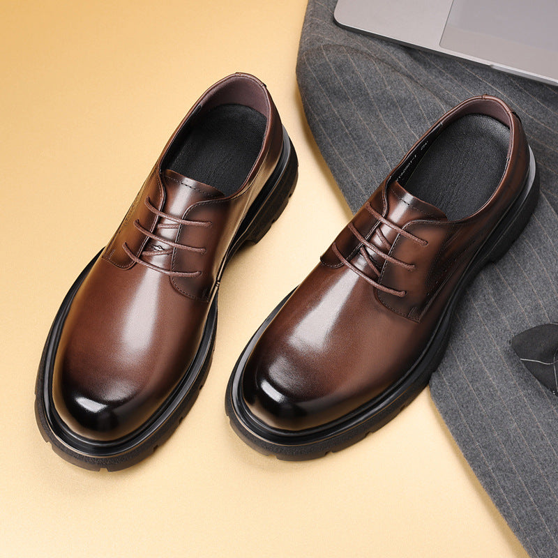 Men's Commuter Thick-soled First Layer Cowhide High-grade Leather Shoes