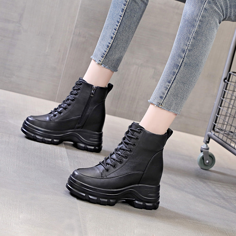 Women's Height Increasing Insole Thick-soled British Style Martin Women's Casual Shoes