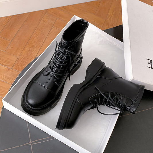 Women's Increasing Insole Martin Short Tube Genuine Boots