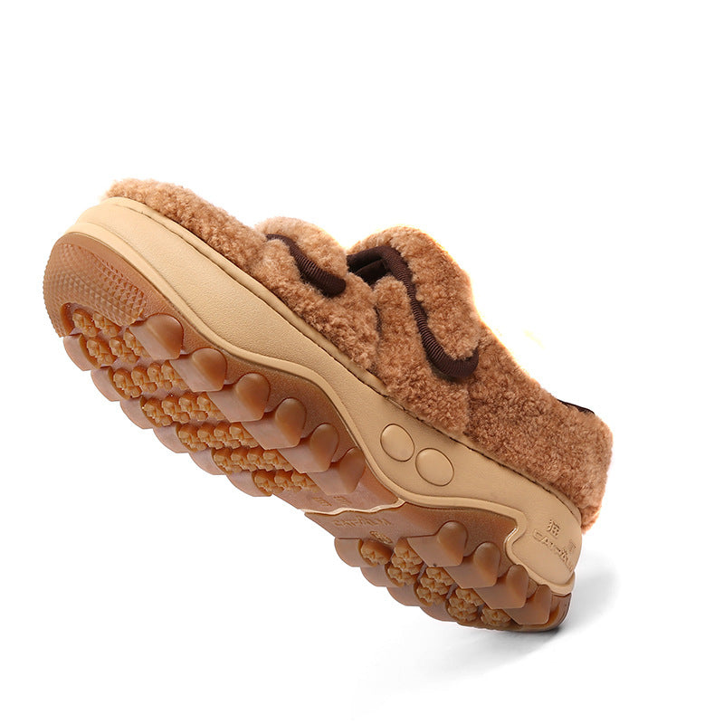 Women's Padded Real Fur Integrated Sports Platform Snow Boots