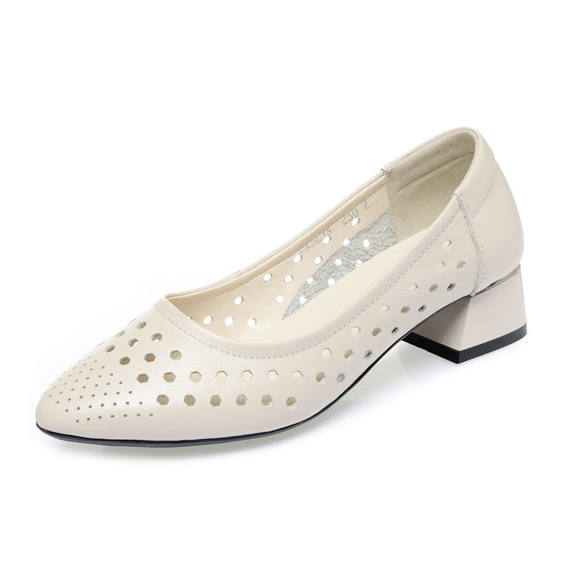 Women's Summer Fashion Flat Mom Hole Hollow Heels