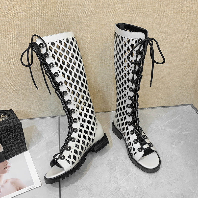 Women's Invisible Elevated Hole Back Zipper Open Sandals