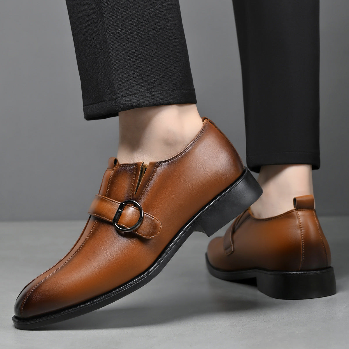 Men's British Pointed Lazy Slip On Korean Leather Shoes