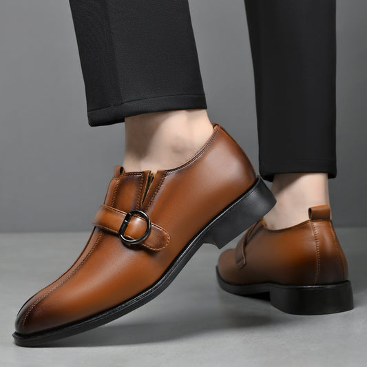 Men's British Pointed Lazy Slip On Korean Leather Shoes