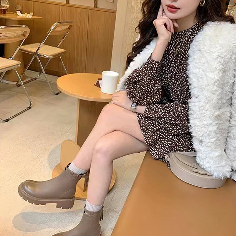 Fried Street Side Buckle Thick Bottom Boots