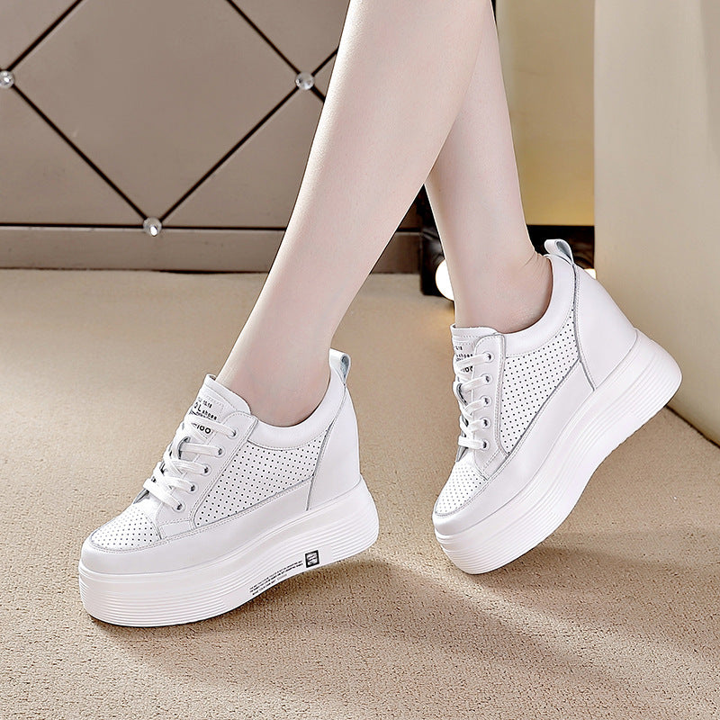 Women's Hidden Platform Korean Fashionable Popcorn White Heels