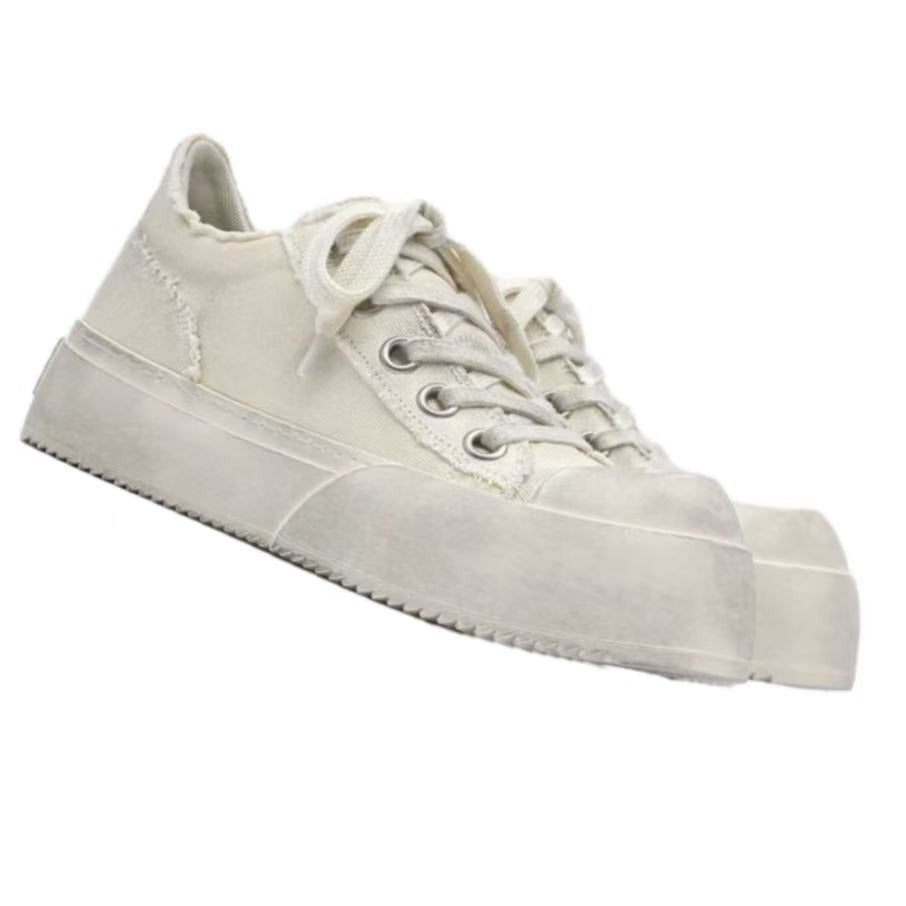 Women's & Men's Distressed Brushed Thick Sole Increased Commuter Sports Canvas Shoes