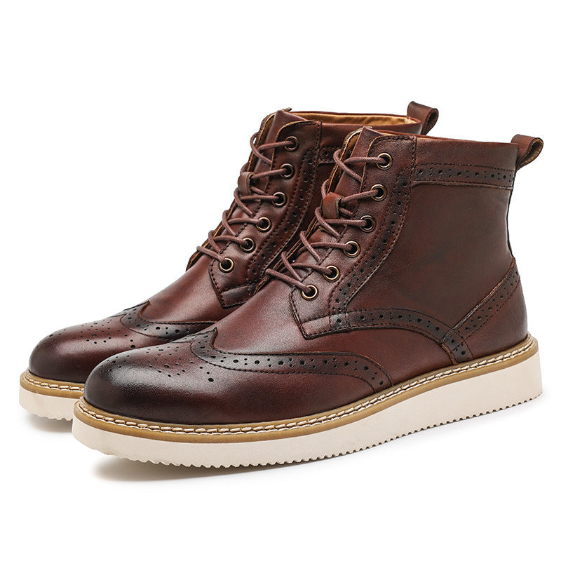 Men's British American Retro Rub Colored Worker Boots