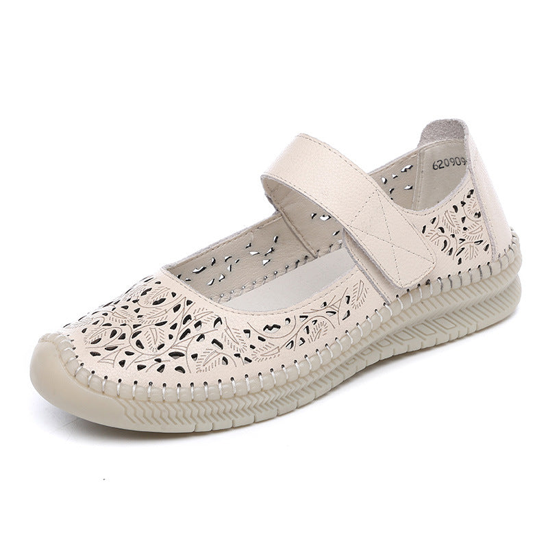 Women's Genuine Soft Bottom Mother Hollow Out Sandals