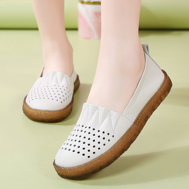 Women's White Summer Korean Style Nurse Flat Casual Shoes
