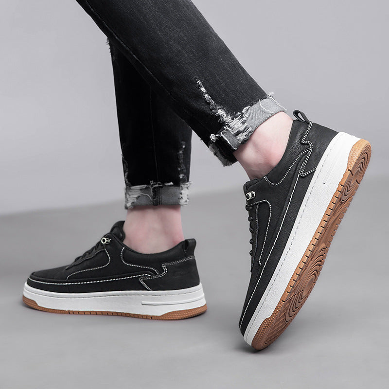 Men's Board Spring Handmade Cowhide Green Fashionable Sneakers
