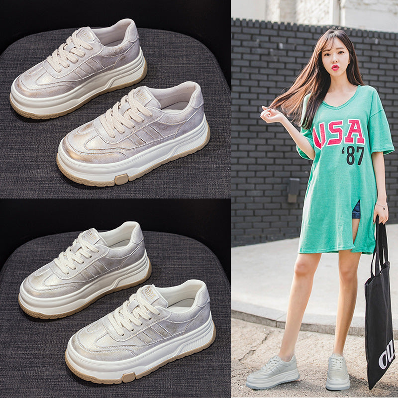 Women's White Spring Platform Fashion Versatile Stylish Casual Shoes