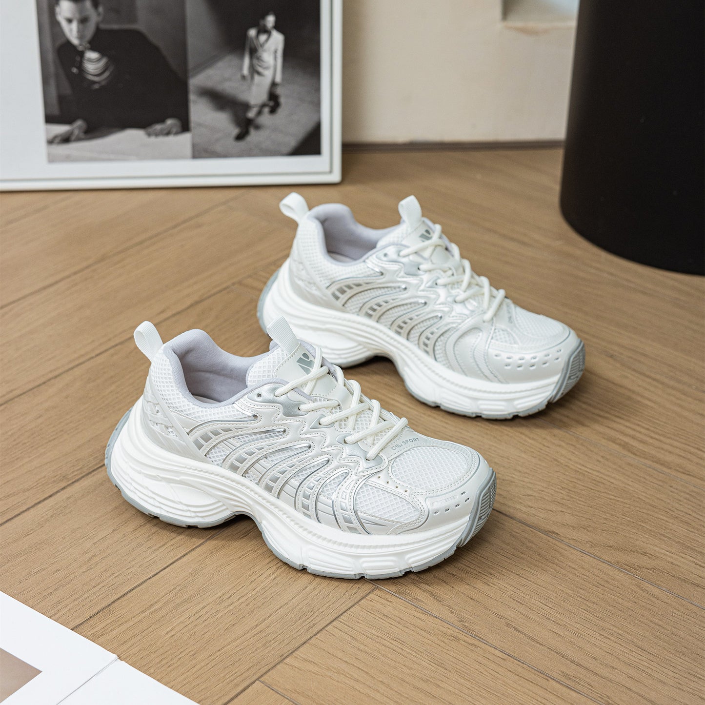 Women's Trendy Daddy Fishbone Fashionable Breathable Platform Sneakers