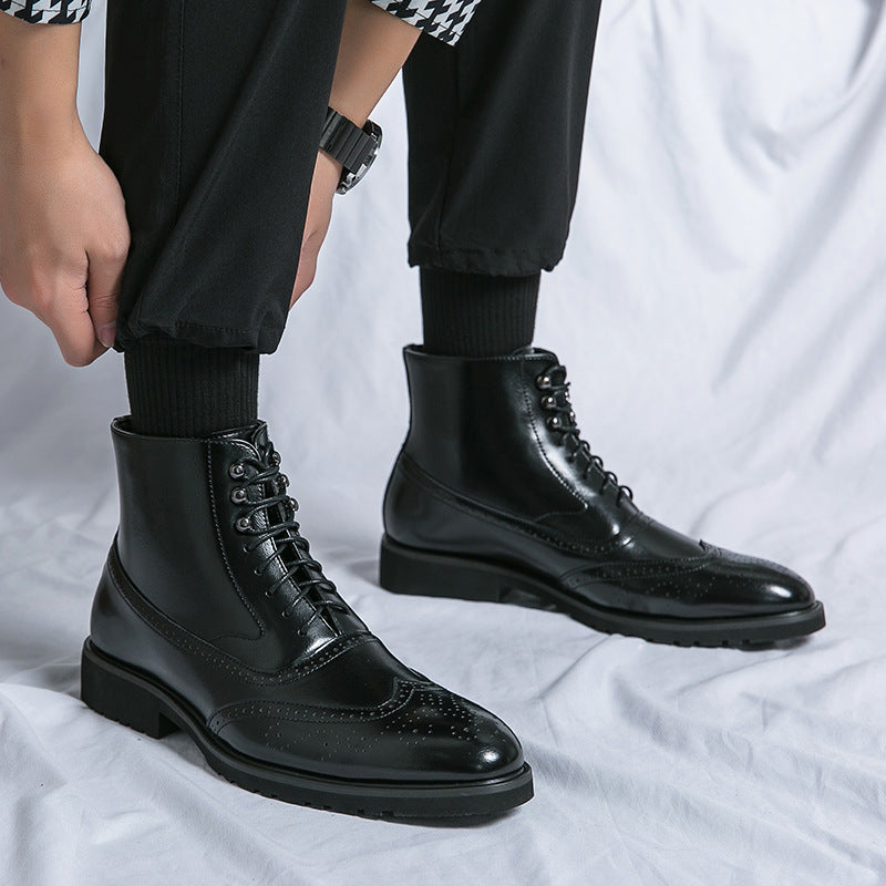 Cool Men's Plus Size Brushed Brogue Boots