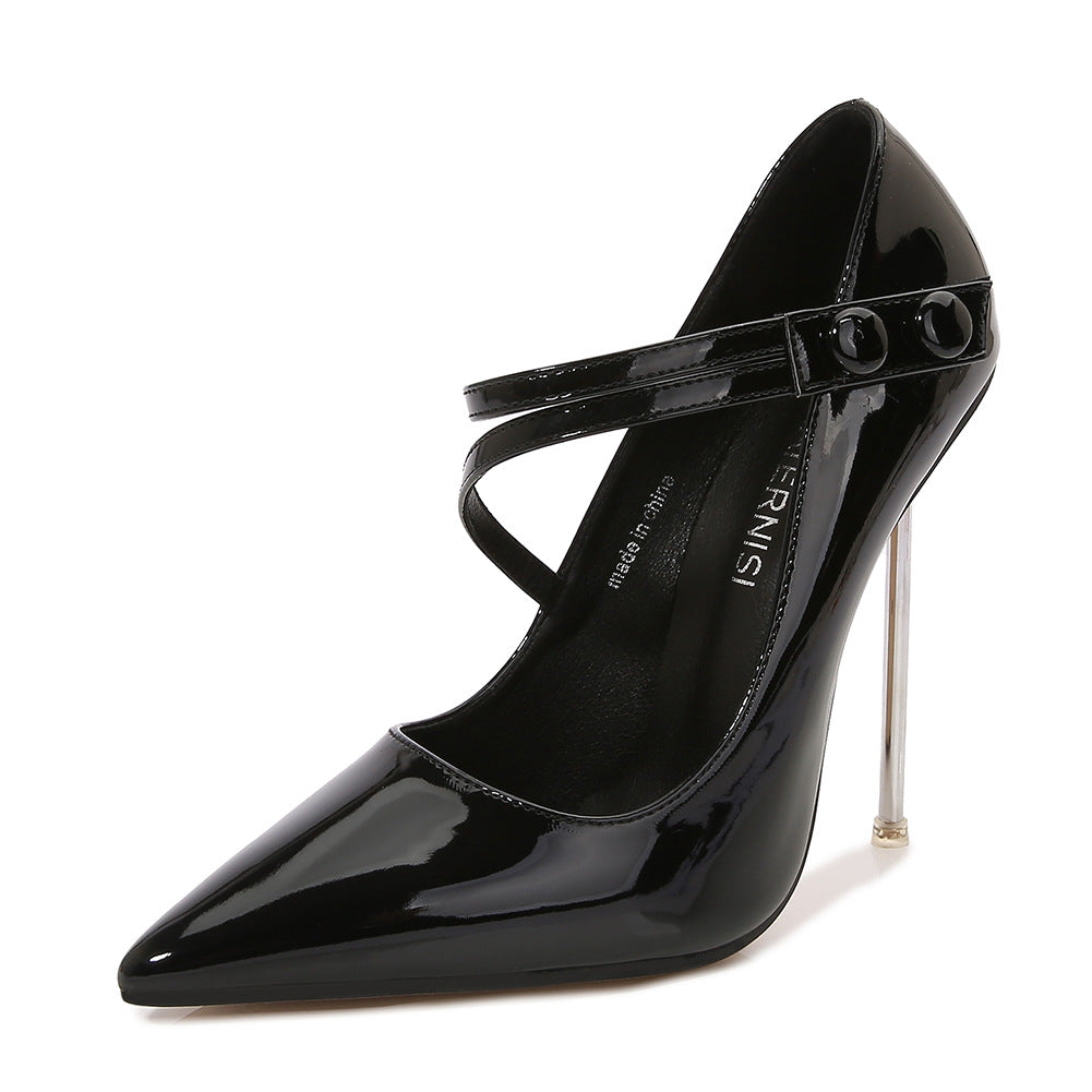 Pointed Stiletto Low-cut Metal Plus Size Women's Shoes