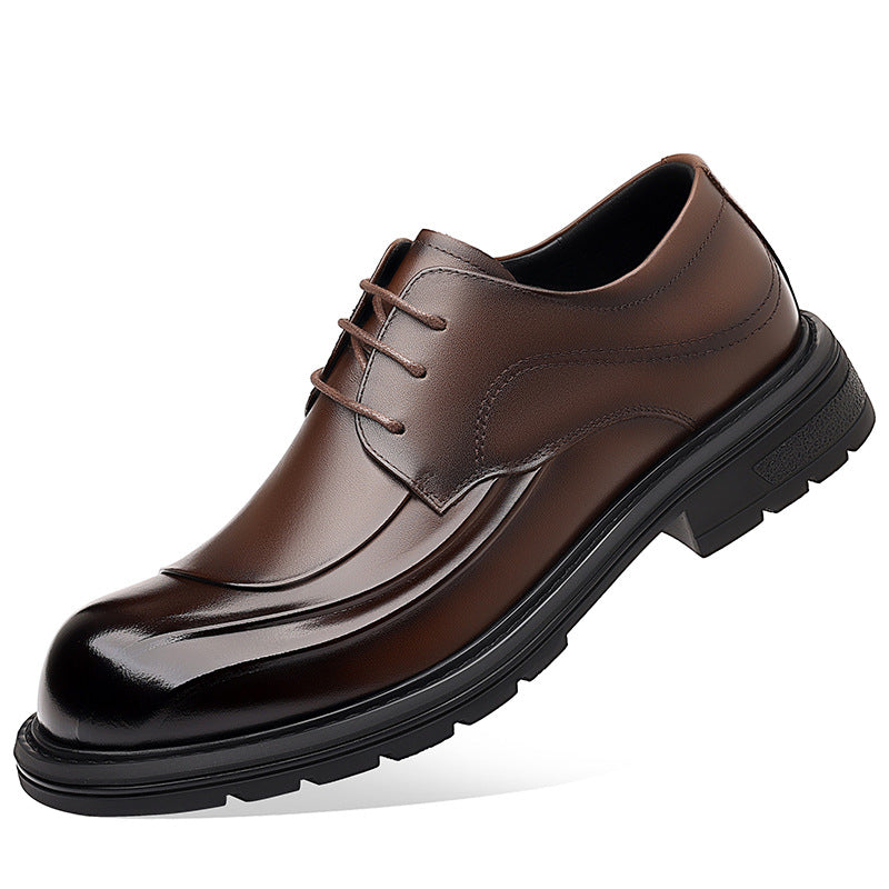Men's First Layer Cowhide Genuine Formal Pumps Commuter Big Men's Business Leather Shoes