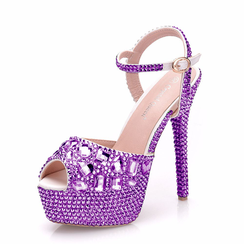 Stiletto Rhinestone Wedding Bridal Colorful Crystals Crystal Sandals