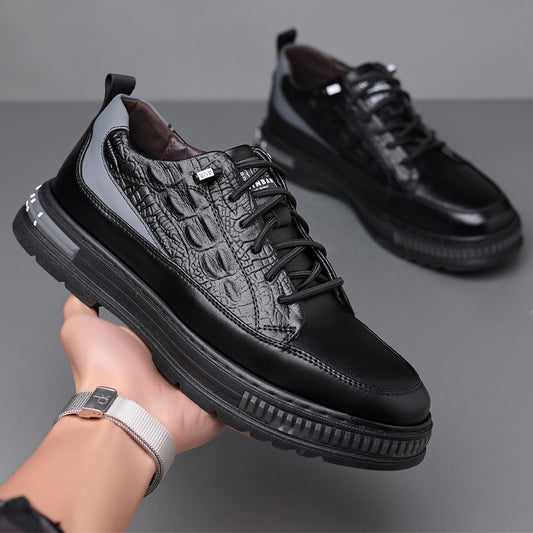 Men's Invisible Inner Height Increasing White Casual Shoes
