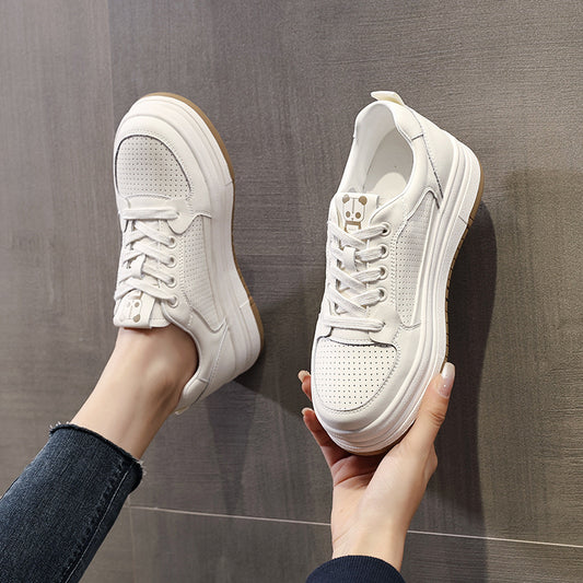 Women's Thick-soled White Sports Spring Flat Bottom Casual Shoes