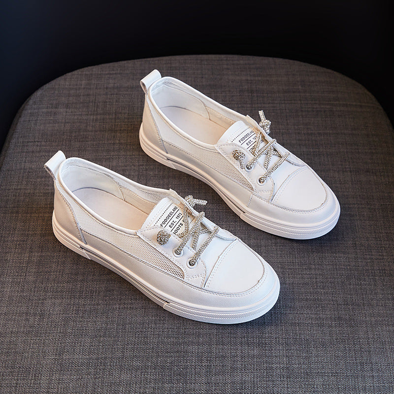 Women's Layer Cowhide Easy Wear Flat Breathable Korean Style Nurse Teacher Women's Casual Shoes