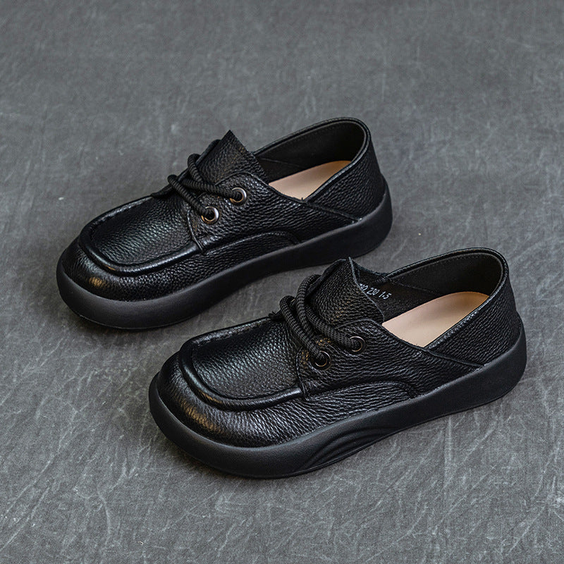 Women's Autumn Genuine Retro Handmade Leisure Thick Loafers