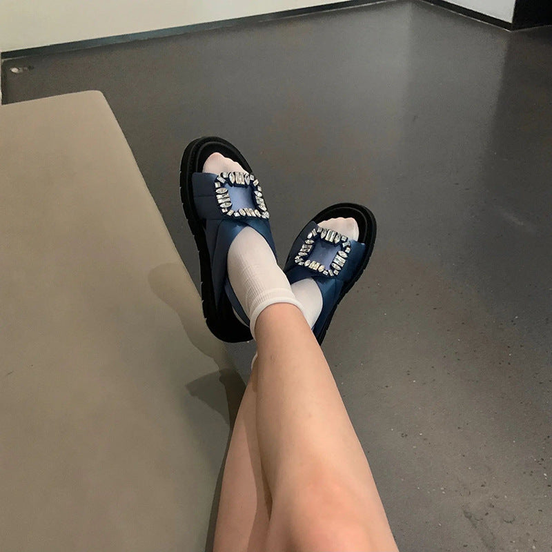 Women's Buckle Flat Platform Genuine Fashion Fashionable Sandals