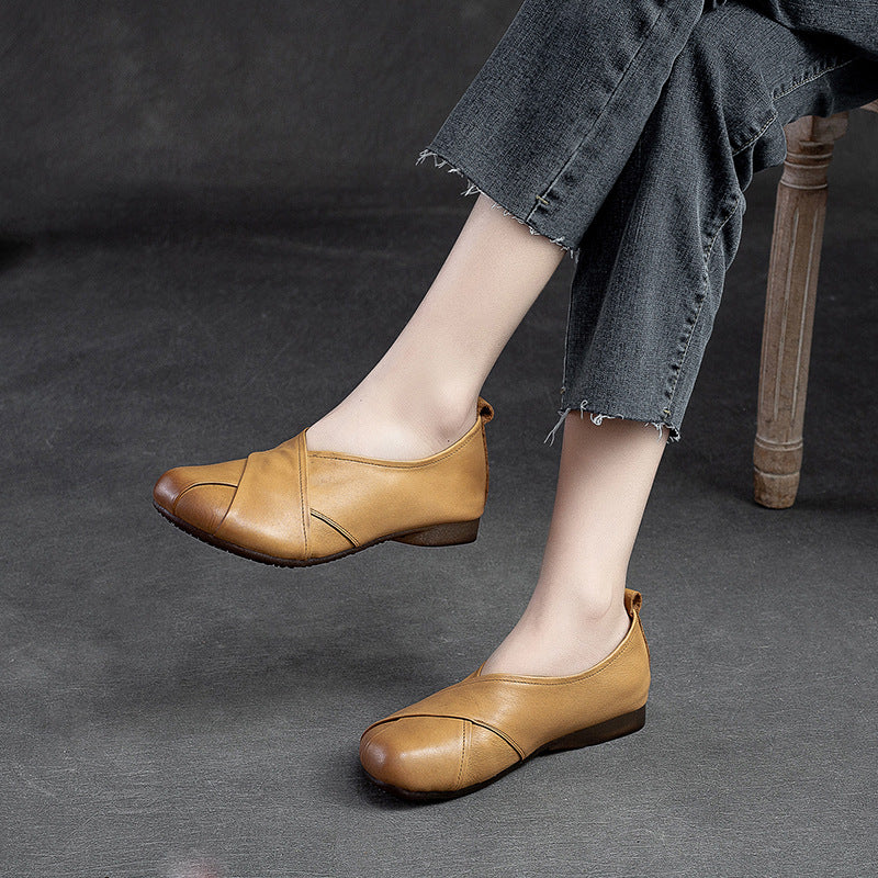 Flat Polished Retro Cross Design Pumps Casual Shoes