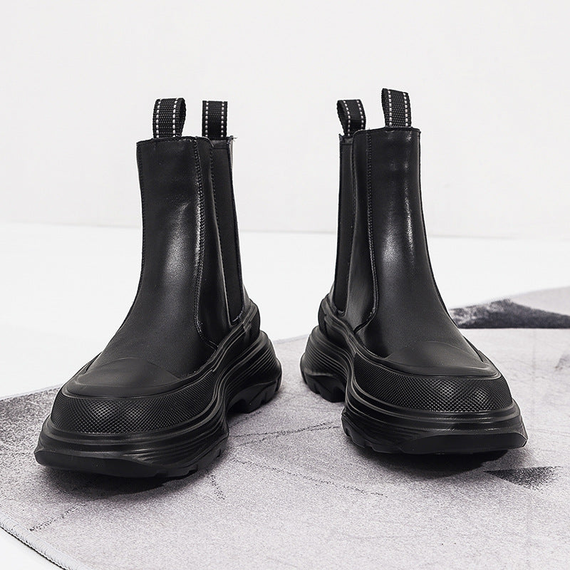 Men's Trendy Platform Cow Split Breathable Chelsea Boots