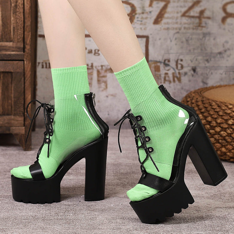 Women's Performance Transparent Super High Platform Waterproof Boots