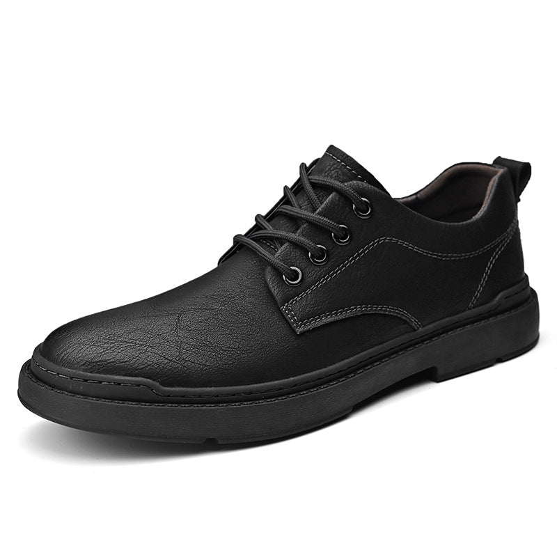 Men's Soft Bottom Green Retro Low Top Leather Shoes