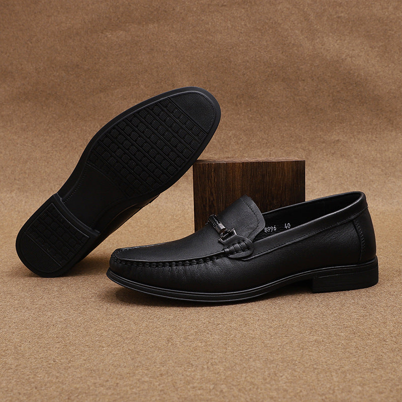Men's Autumn First Layer Cowhide Simple Classic Slip-on Comfortable Driving Casual Shoes