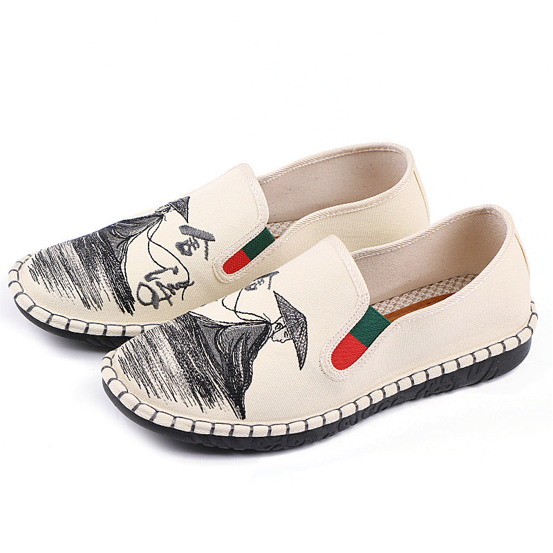 Men's Willing To Embroidered Chinese Style Breathable Canvas Shoes