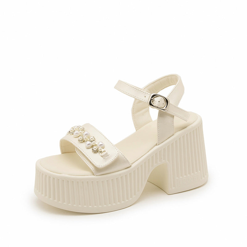 Women's Tired Feet Small Waterproof Platform Thick Heels