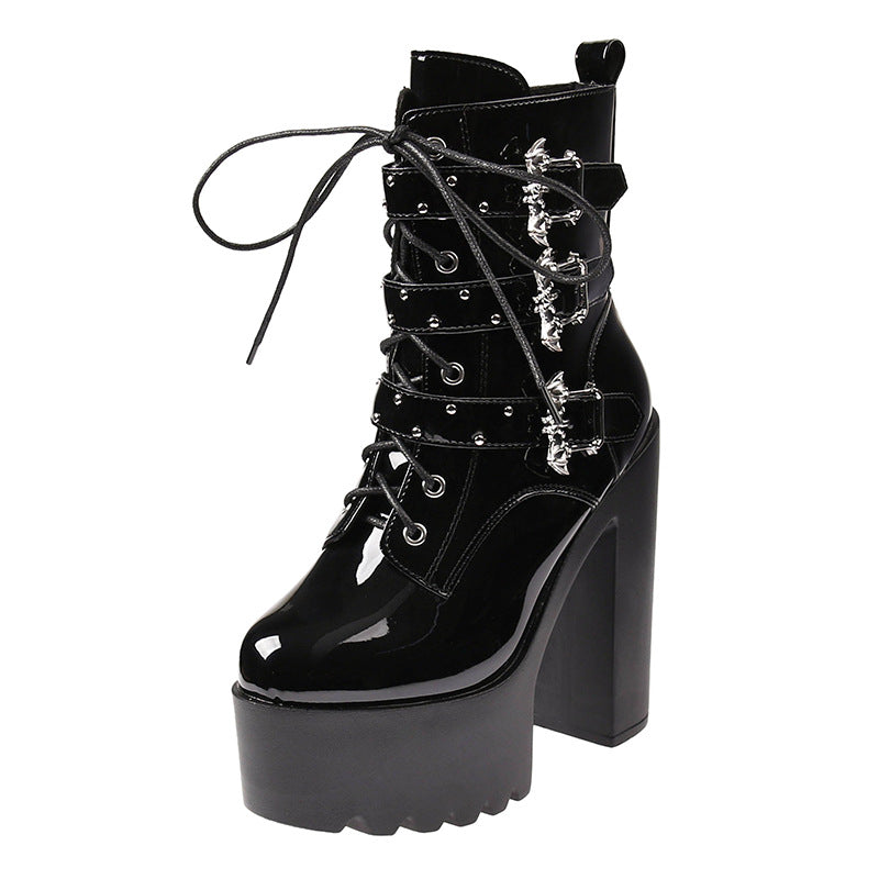 Women's Chunky Waterproof Platform Pearl Chain Fashion Punk Women's Shoes