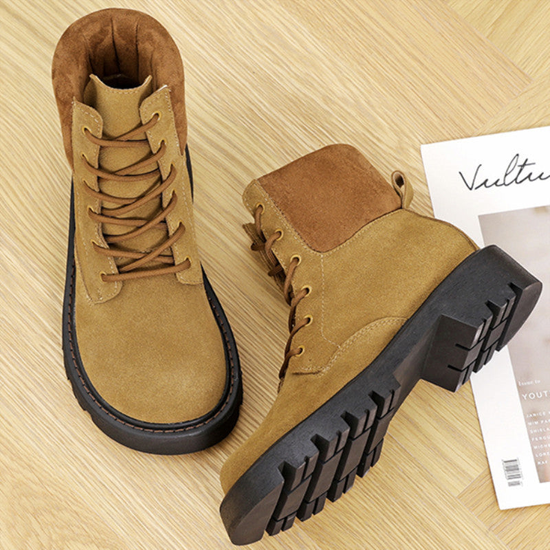 Women's Genuine Platform Ankle Retro Worker Big Sneakers