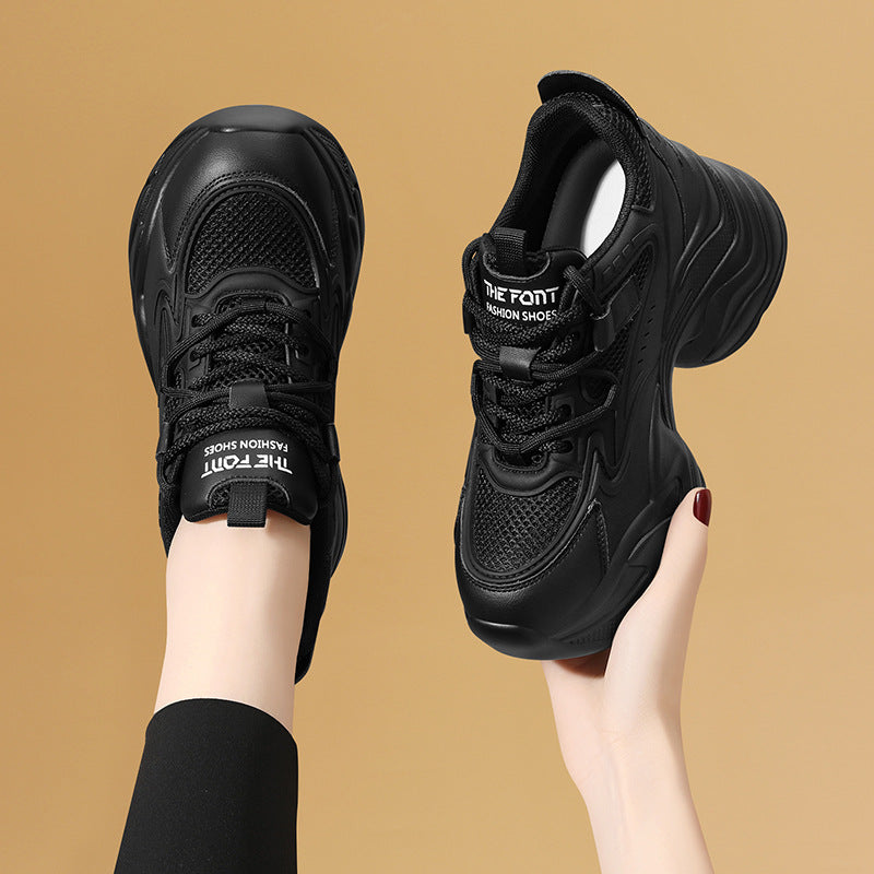 Women's Black Daddy Height Increasing Four Travel Sneakers