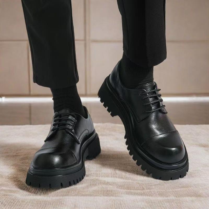 Men's Formal Wear Big Head Thick Bottom Men's Casual Leather Shoes