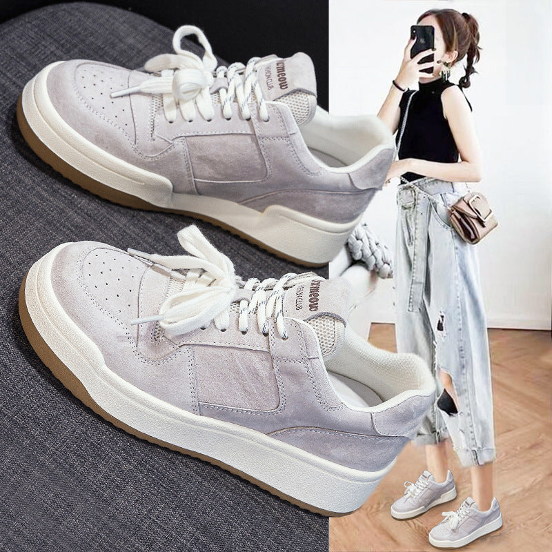 Women's Platform White Height Increasing Korean Board Casual Shoes