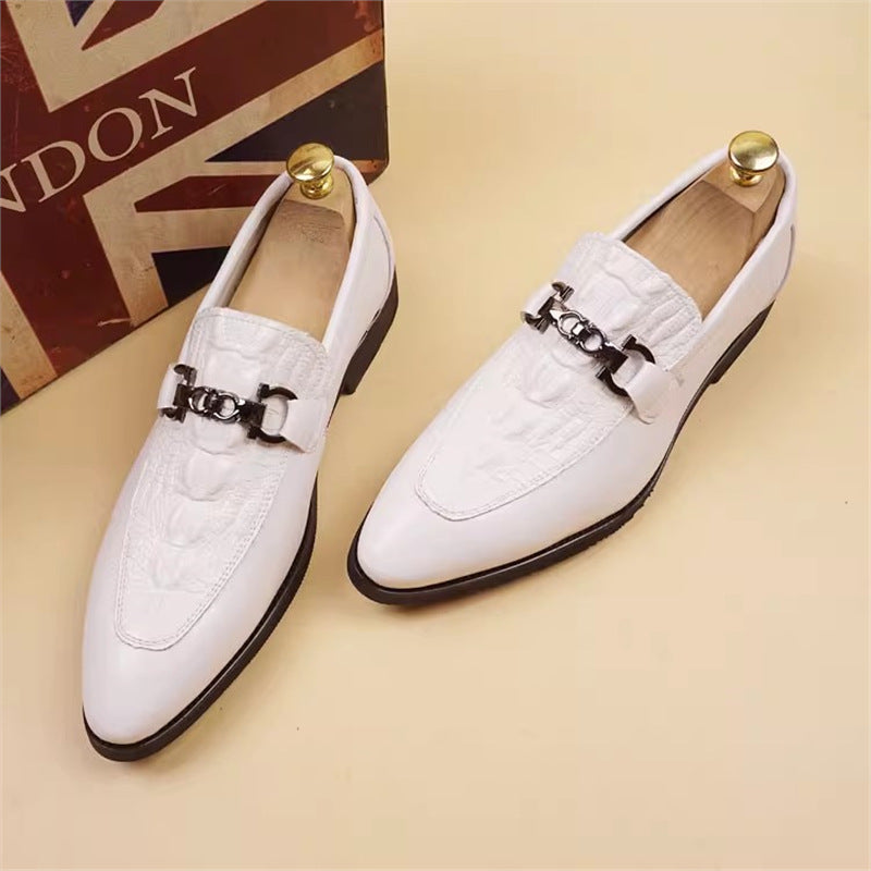 Men's Formal Wear Office British Pointed Crocodile Pattern Date Wedding Fashionable Leather Shoes