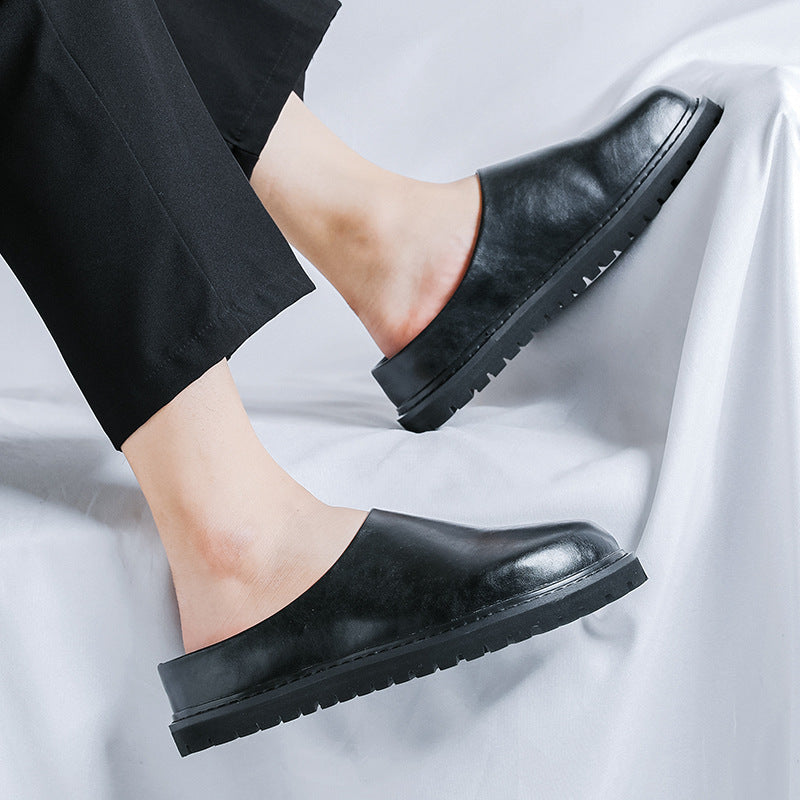 Men's Lazy Flat Bottom Slip On Pump Leather Shoes