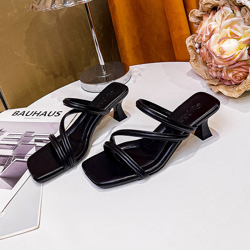 Women's High Summer Outdoor Fashion Square Toe Heels