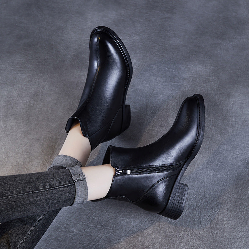 Women's Genuine Retro Chunky Autumn Chelsea Ankle Boots