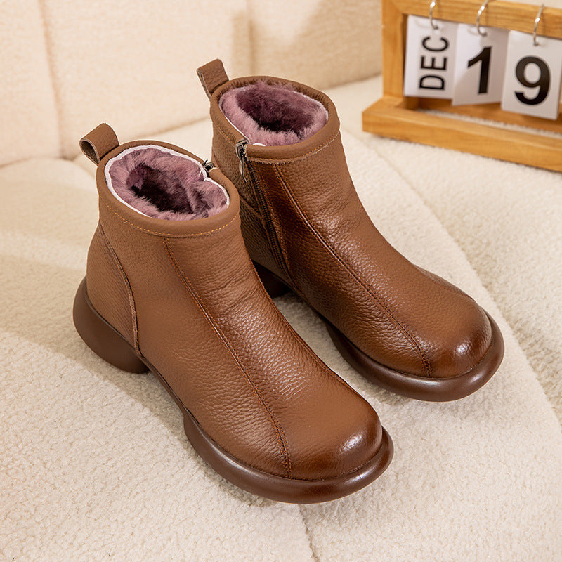 Women's Warm Thickened Mom Comfortable Fur Integrated Snow Boots