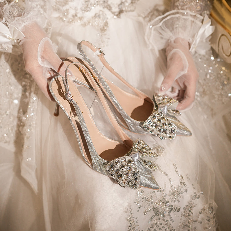 Wedding Stiletto Pointed Toe Cap Autumn Heels
