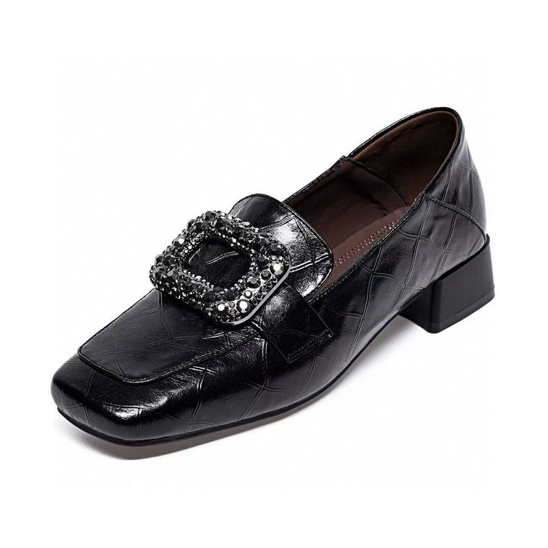 Women's Spring British Style Buckle Rhinestone One Loafers