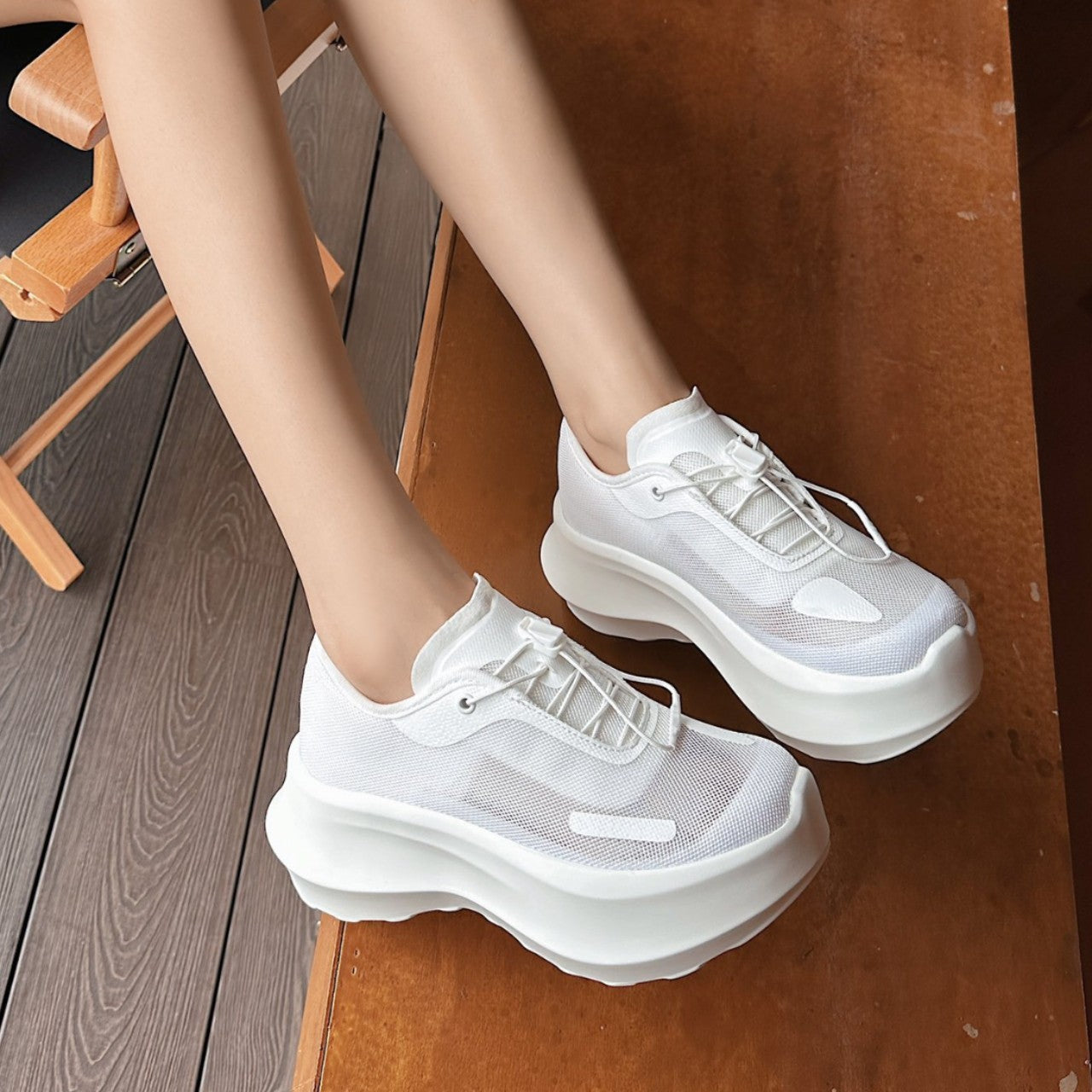 Women's Breathable Mesh Platform Heightened Daddy Sports Sneakers