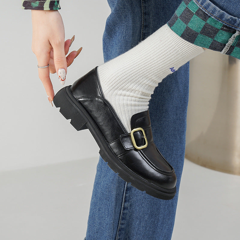 Spring Platform Female Black Versatile Small Loafers